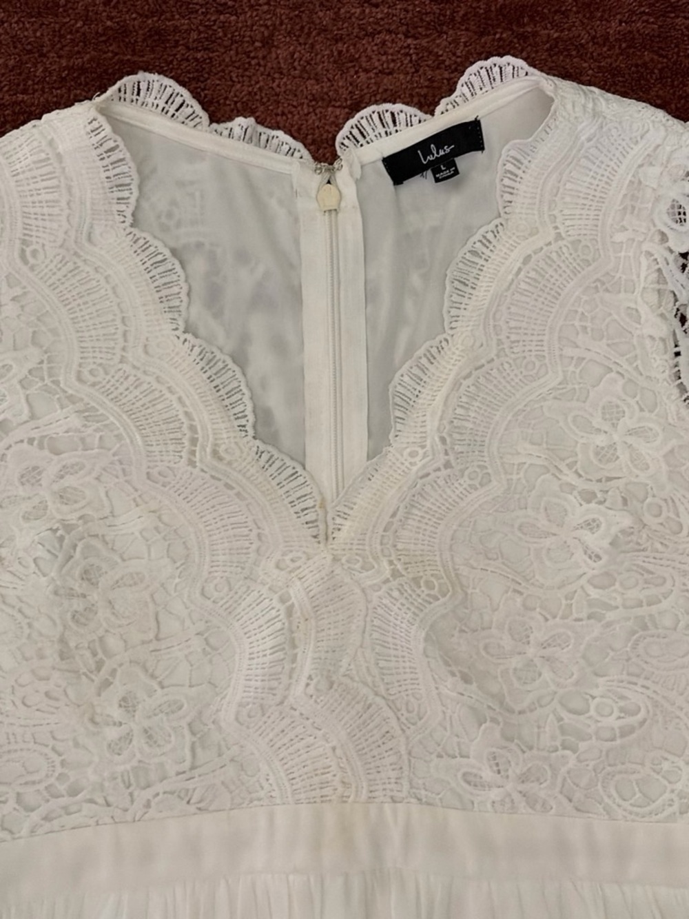 Lulu's Ivory Lace V-Neck Bridal Dress